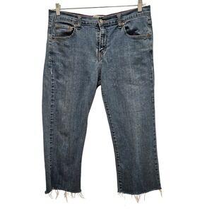 Levi's Jeans Womens 12 Blue 515 Nouveau Capris Raw Hem Stretch Denim Cropped
